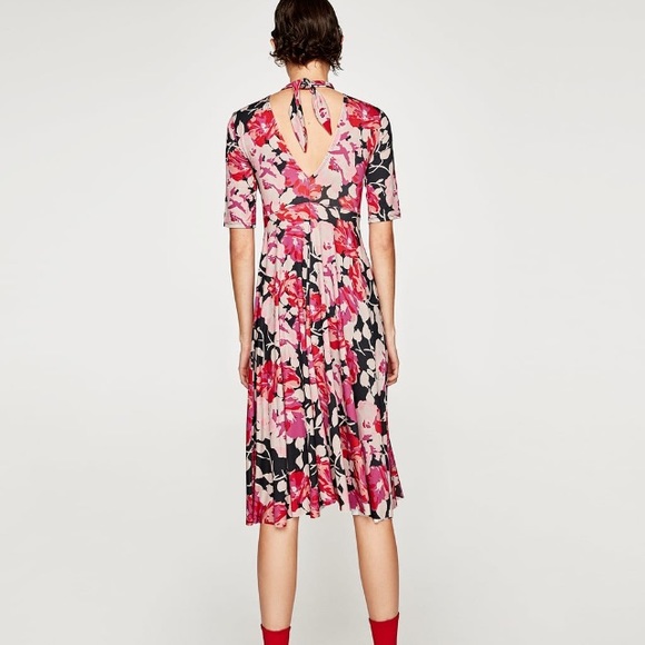 floral pink dress zara